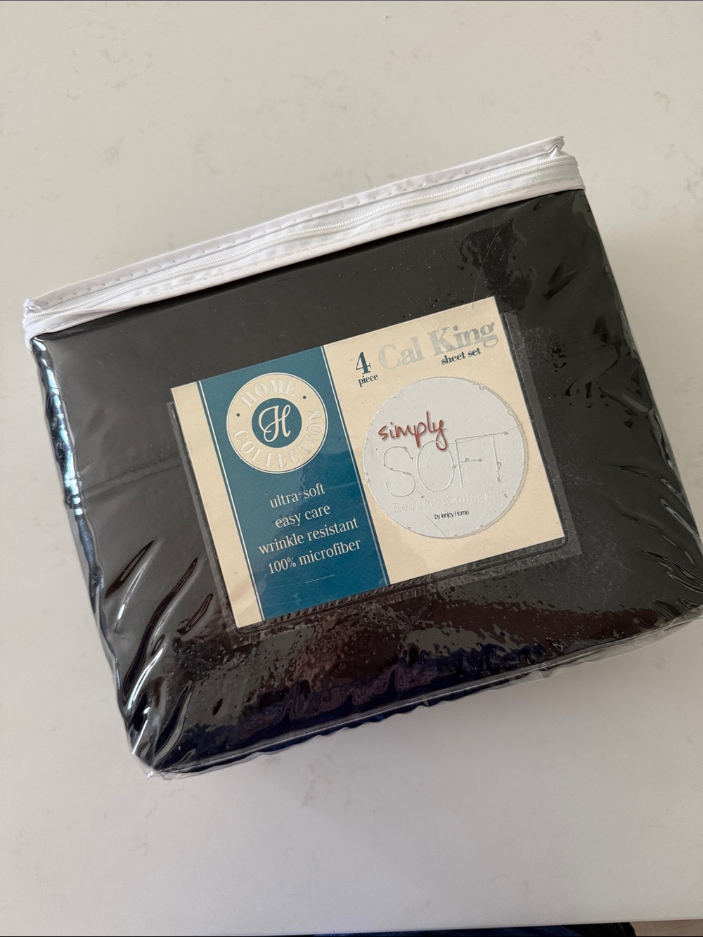Home Collection Simply Soft Cal King Sheet Set in Black NWIB